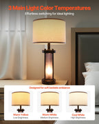 Table Lamps Set Of 2 Farmhouse Bedside Nightstand Lamps With USB Ports,Desk Lamp
